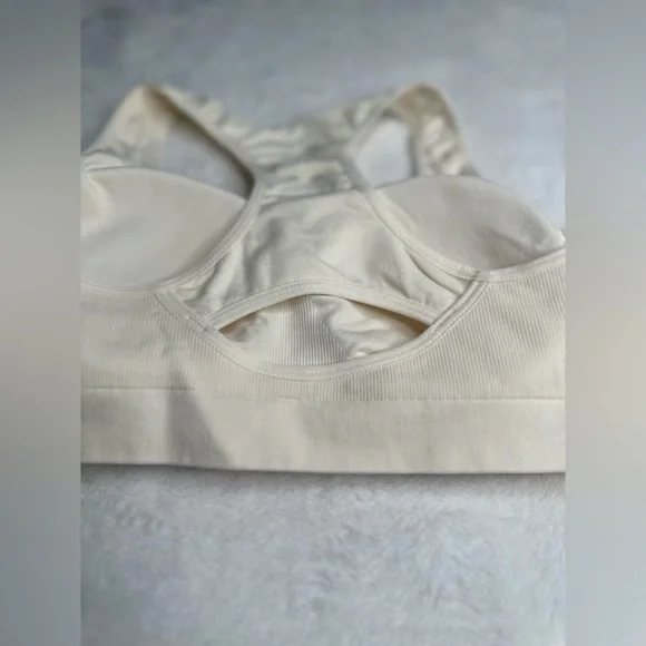 Racerback Sports Bra Removable Pad Size S Rene Rofe Nordstrom Rack Ivory/Cream - Picture 8 of 9